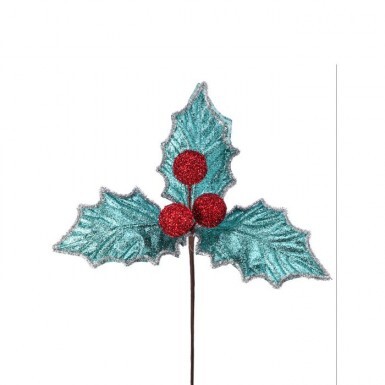 Designers Excellence 13 Frosted Holly Berry Pick: Red, White - 131153