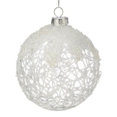 White Christmas ball with black net decor