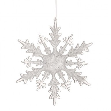 13 Plastic Snowflake Glitter Ornaments Lot Set Silver White Gold Pink  Christmas